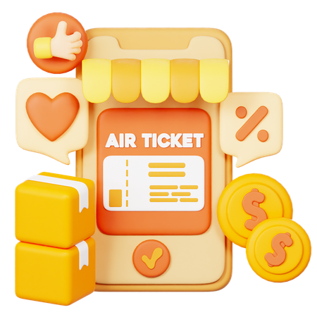Online Ticket Booking  3D Icon