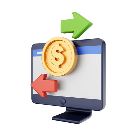 Online Transfer Money  3D Illustration