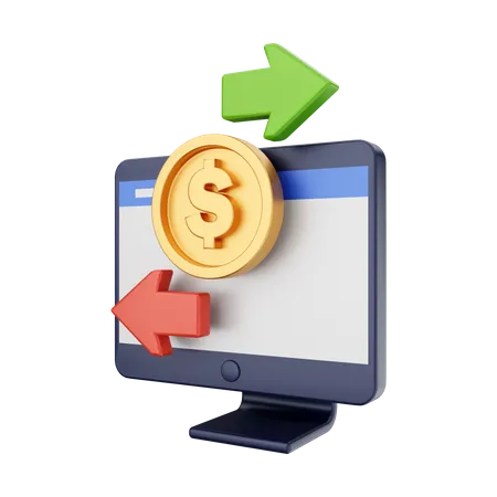 Online Transfer Money  3D Illustration