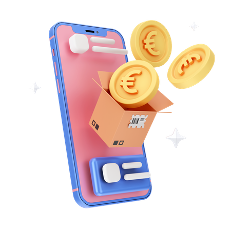 Online Unboxing Euro  3D Icon