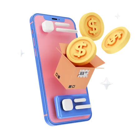 Online Unboxing Money  3D Icon