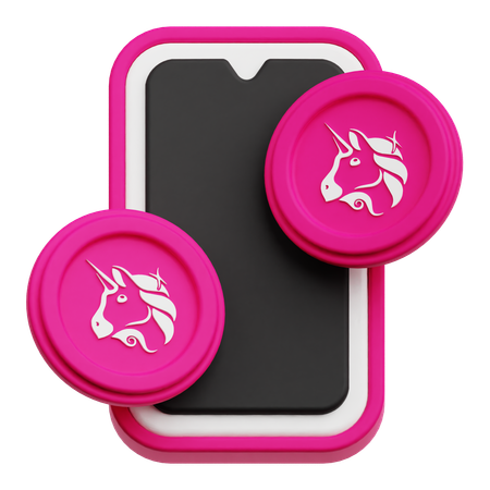 Online Uniswap Coin  3D Icon