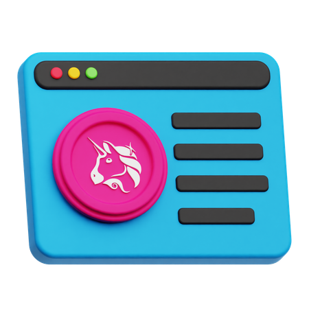 Online Uniswap Coin  3D Icon