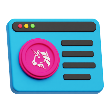 Online Uniswap Coin  3D Icon