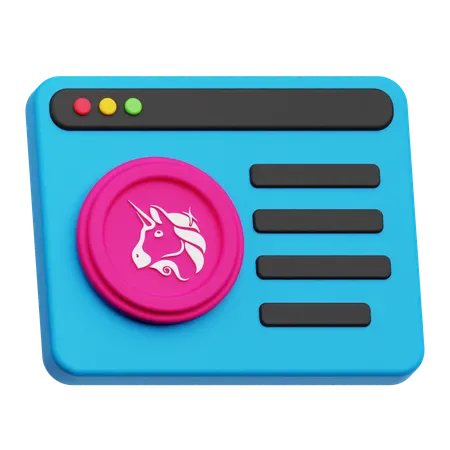 Online Uniswap Coin  3D Icon