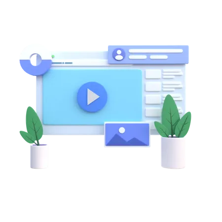 Online Video  3D Illustration