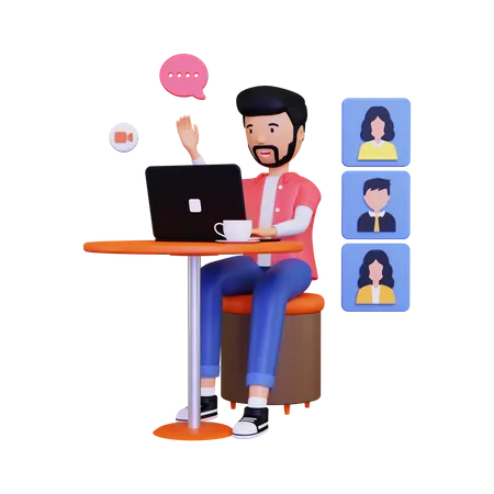 Online Video Conference  3D Illustration