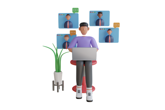 Online Video Conference  3D Illustration