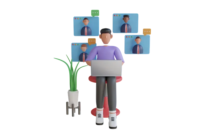 Online Video Conference  3D Illustration