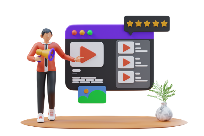 Online Video Marketing  3D Illustration