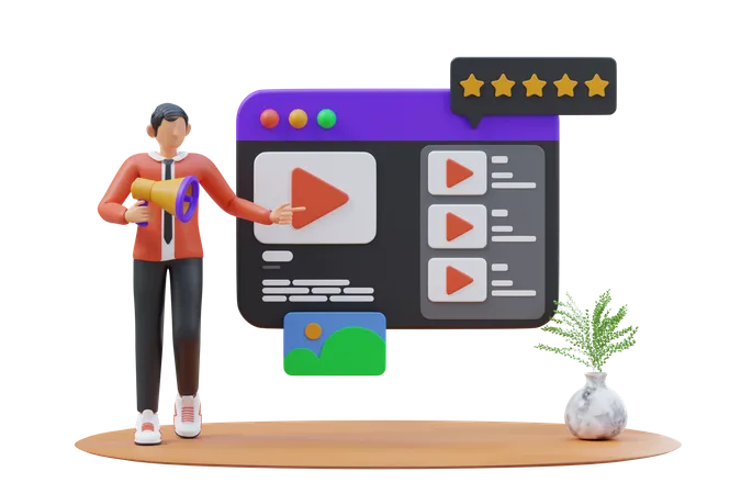 Online Video Marketing  3D Illustration
