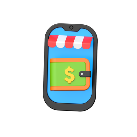 Online wallet facility in androids.  3D Icon