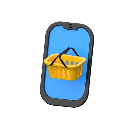 Online-Warenkorboption auf Mobilgeräten.  3D Icon