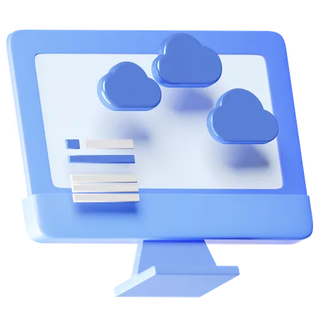 This Icon Showcases A Blend Of Cloud And Monitor Ideal For Cloud Based Services Or Online Data Management 3D Icon