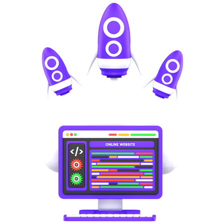 Online Web Launching  3D Icon
