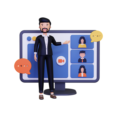 Online Webinars For Business  3D Icon