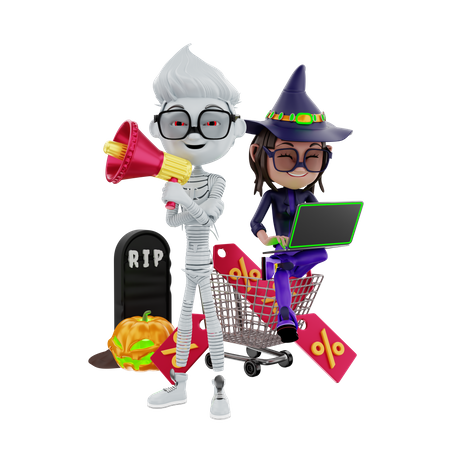 Online-Werbung zum Halloween-Verkauf  3D Icon