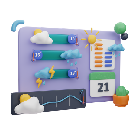 Website zur Online-Wettervorhersage  3D Illustration