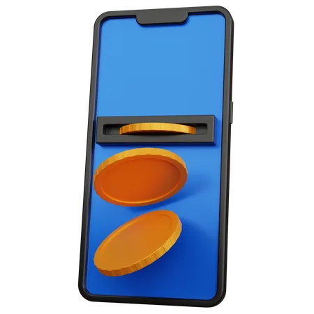 3 D Rendering Black Smartphone With Some Empty Coins Isolated 3D Icon