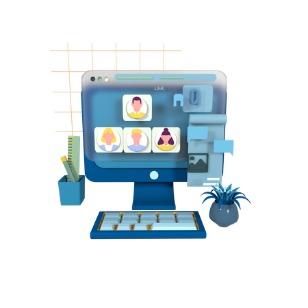 Online Work  3D Icon