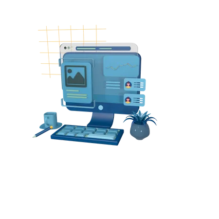 Online Work  3D Icon