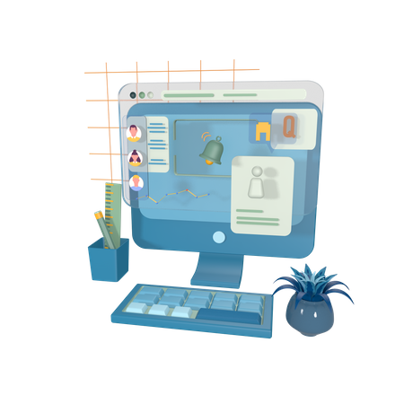 Online Work  3D Icon