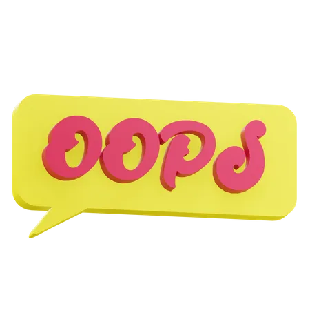 3 D Oops Sticker Text With Transparent Background 3D Icon