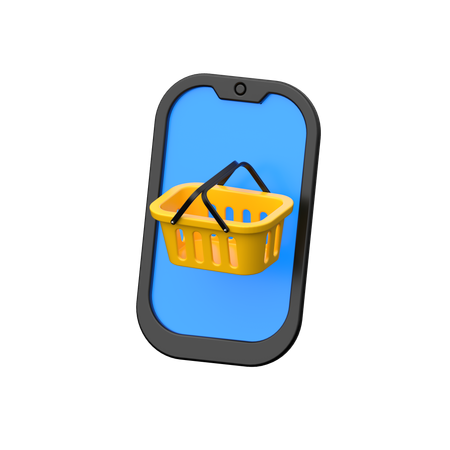 Opção de carrinho online no celular.  3D Icon