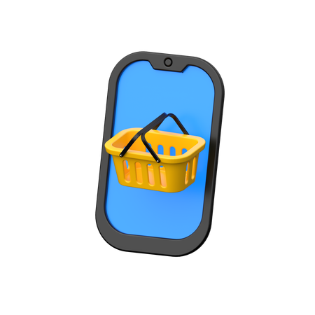 Opción de carrito online en el móvil.  3D Icon