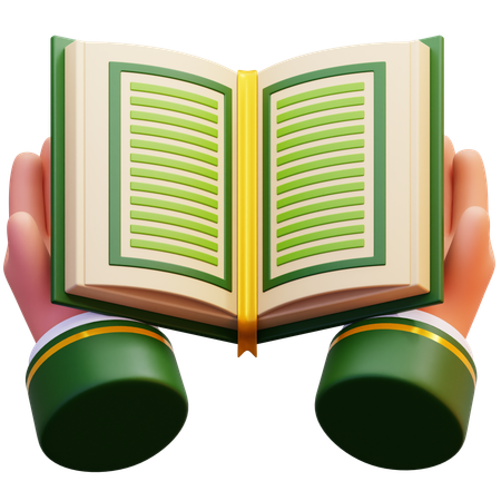 Open Al Quran Held By Hands  3D Icon
