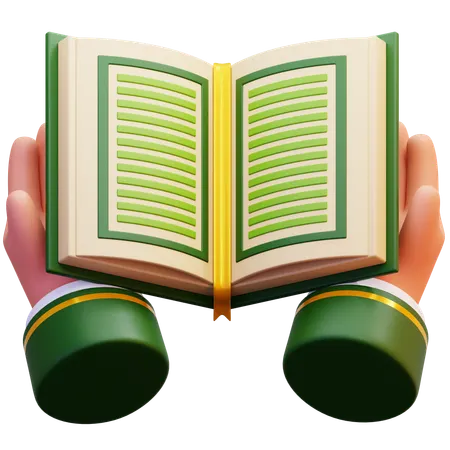 Open Al Quran Held By Hands  3D Icon
