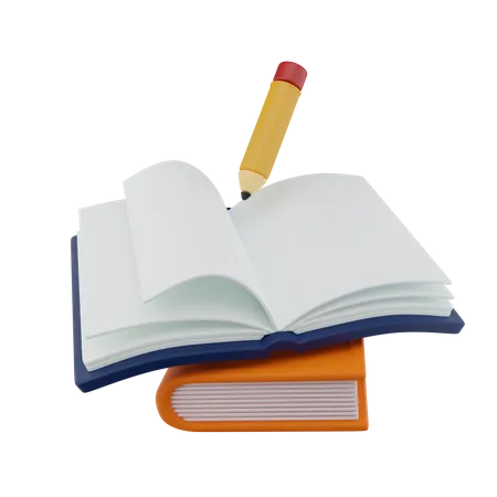 Open Book Pencil  3D Icon