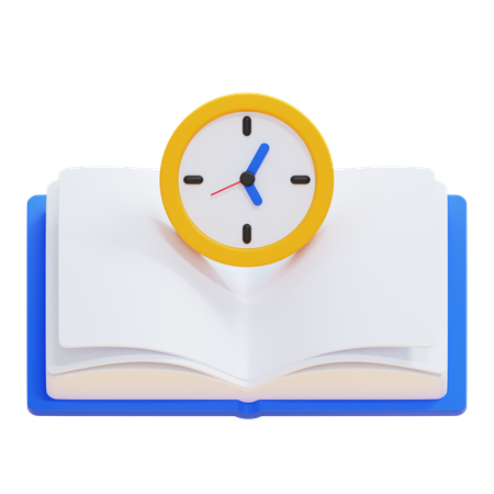 OPEN BOOK WITH A CLOCK  3D Icon