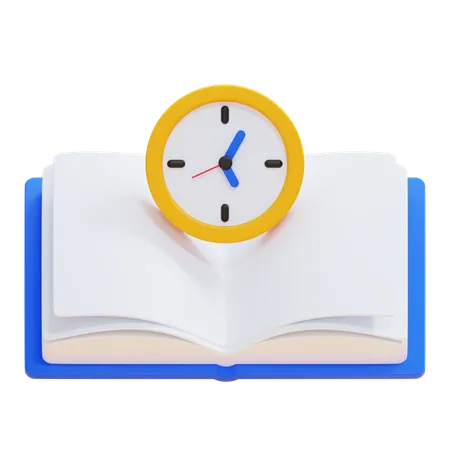 OPEN BOOK WITH A CLOCK  3D Icon