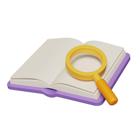 Open Book With Magnifying Glass  3D Icon