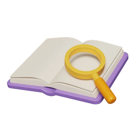 Open Book With Magnifying Glass  3D Icon