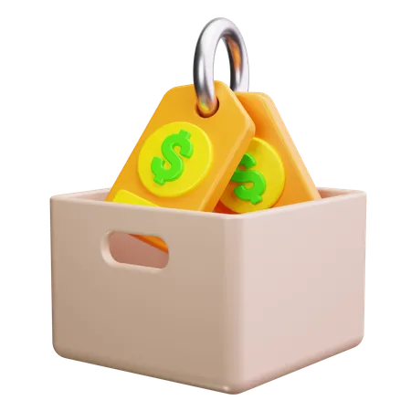 Open Box with Sale Tag  3D Icon