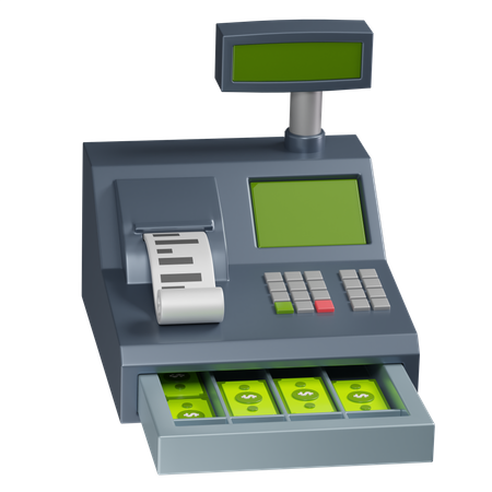 Open Cash Register  3D Illustration