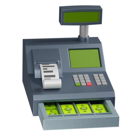 Open Cash Register  3D Illustration