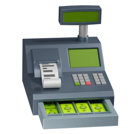 Open Cash Register 3D Illustration