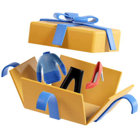 Open Delivery Gift Box 3D Illustration