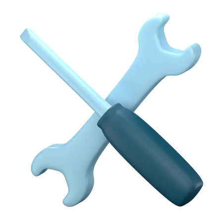 Open End Wrench Screwdriver  3D Icon