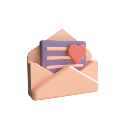 3 D Render Open Envelope Containing Love Letter With Soft Pastel Color 3D Illustration
