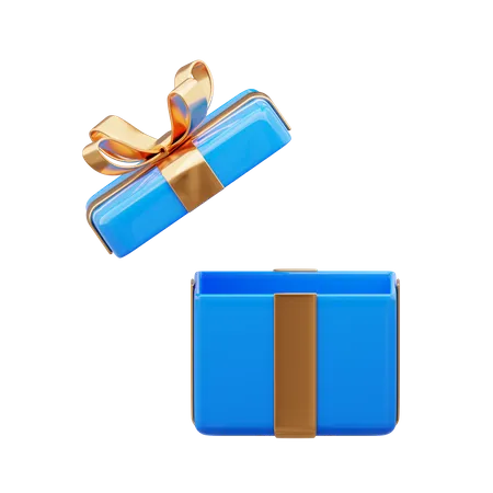 Blue Gift Box With Shopping Bag 3D Icon