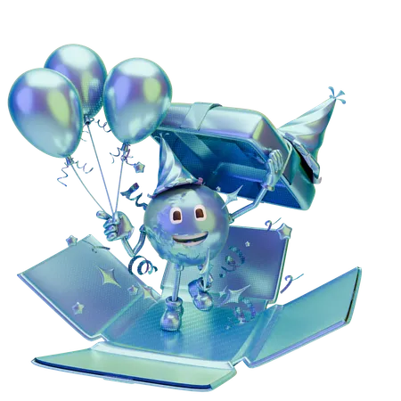 Open Gift Box Of New Year  3D Illustration