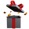 open gift box with red ribbon emoji 3d