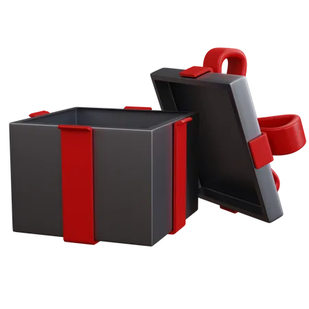 Open Gift Box With Red Ribbon 3D Icon