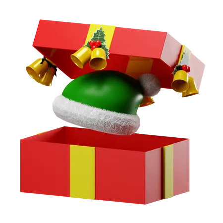 Open Gift With Hat  3D Icon