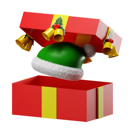 Open Gift With Hat 3D Icon