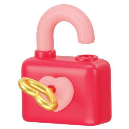 Open Heart Lock  3D Icon